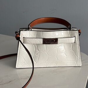 Tory Burch croc-embossed mini top-handle